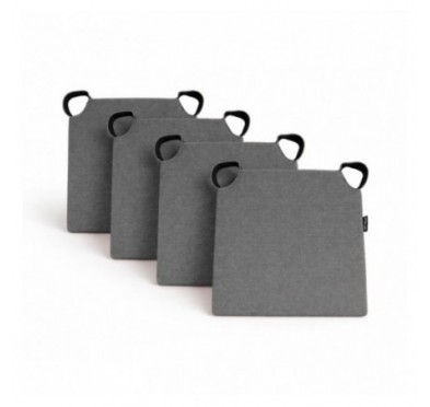 Set de 4 galettes de chaise avec bandes velcro | 41x35x40 cm | Couleur gris