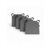 Set de 4 galettes de chaise avec bandes velcro | 41x35x40 cm | Couleur gris