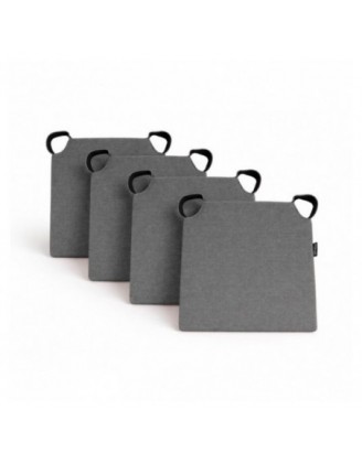 Set de 4 galettes de chaise avec bandes velcro | 41x35x40 cm | Couleur gris