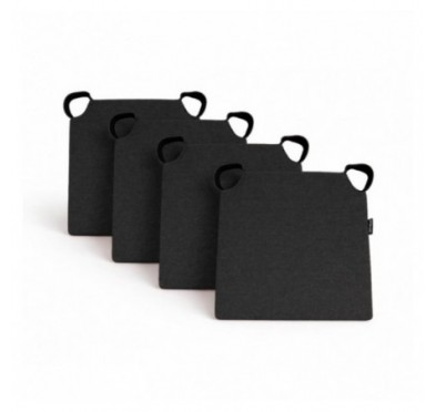 Set de 4 galettes de chaise avec bandes velcro | 41x35x40 cm | Couleur noir