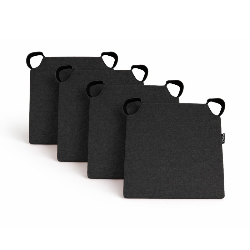 Set de 4 galettes de chaise avec bandes velcro | 41x35x40 cm | Couleur noir Set de 4 galettes de chaise avec bandes velcro | 41x35x40 cm | Couleur noir