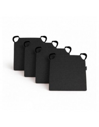 Set de 4 galettes de chaise avec bandes velcro | 41x35x40 cm | Couleur noir