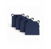 Set de 4 galettes de chaise avec bandes velcro | 41x35x40 cm | Couleur bleu foncé
