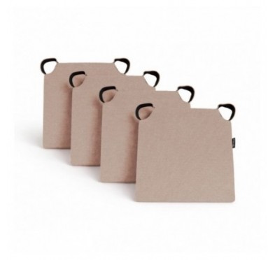 Set de 4 galettes de chaise avec bandes velcro | 41x35x40 cm | Couleur beige