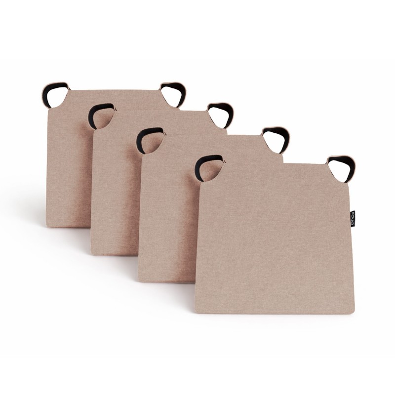 Set de 4 galettes de chaise avec bandes velcro | 41x35x40 cm | Couleur beige
