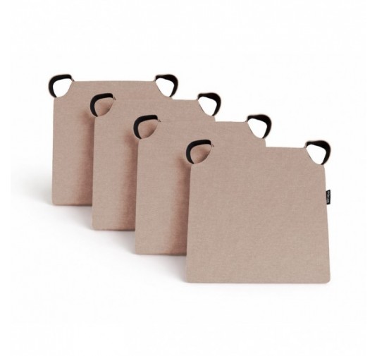 Set de 4 galettes de chaise avec bandes velcro | 41x35x40 cm | Couleur beige