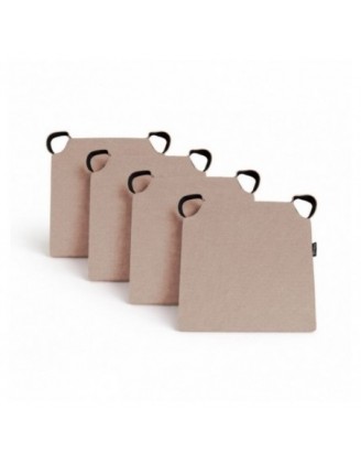 Set de 4 galettes de chaise avec bandes velcro | 41x35x40 cm | Couleur beige
