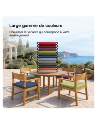 Set de 4 galettes de chaise avec bandes velcro | 41x35x40 cm | Couleur beige