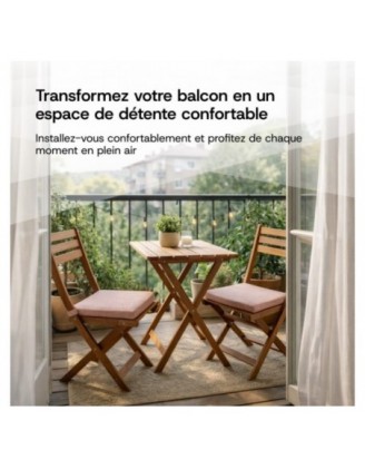 Set de 4 galettes de chaise avec bandes velcro | 41x35x40 cm | Couleur beige