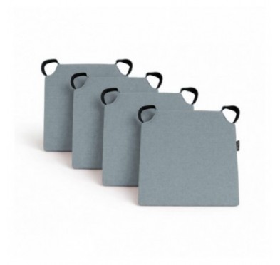 Set de 4 galettes de chaise avec bandes velcro | 41x35x40 cm | Couleur bleu