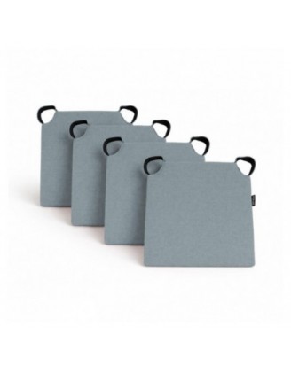 Set de 4 galettes de chaise avec bandes velcro | 41x35x40 cm | Couleur bleu