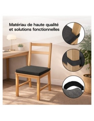 Set de 4 galettes de chaise avec bandes velcro | 41x35x40 cm | Couleur bleu