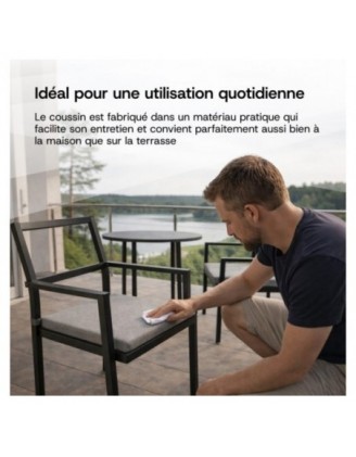 Set de 4 galettes de chaise avec bandes velcro | 41x35x40 cm | Couleur bleu