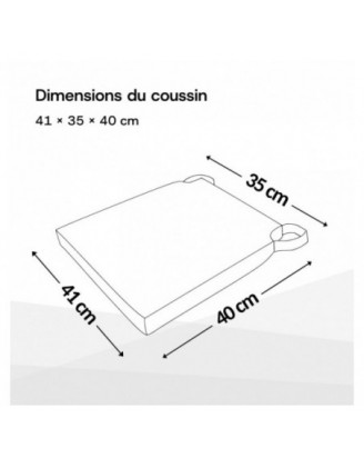 Set de 4 galettes de chaise avec bandes velcro | 41x35x40 cm | Couleur bleu
