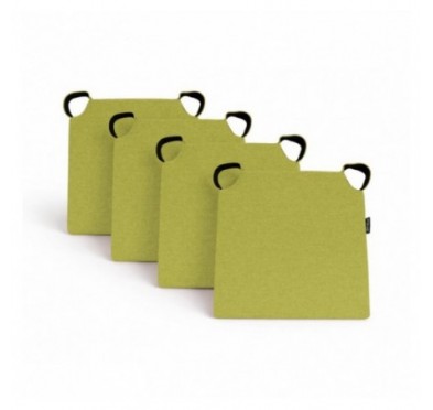 Set de 4 galettes de chaise avec bandes velcro | 41x35x40 cm | Couleur vert lime