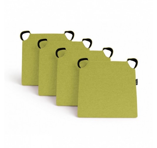 Set de 4 galettes de chaise avec bandes velcro | 41x35x40 cm | Couleur vert lime
