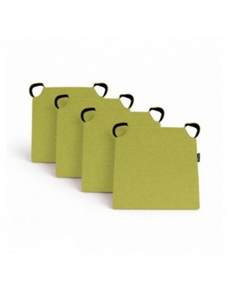 Set de 4 galettes de chaise avec bandes velcro | 41x35x40 cm | Couleur vert lime