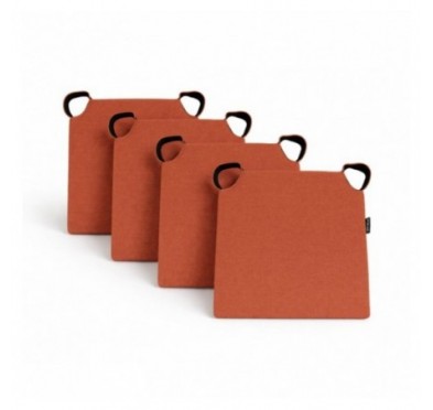 Set de 4 galettes de chaise avec bandes velcro | 41x35x40 cm | Couleur orange