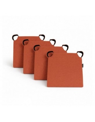 Set de 4 galettes de chaise avec bandes velcro | 41x35x40 cm | Couleur orange