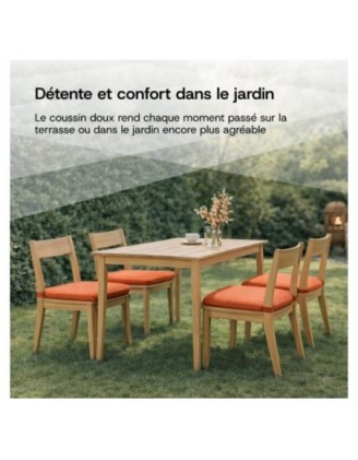 Set de 4 galettes de chaise avec bandes velcro | 41x35x40 cm | Couleur orange