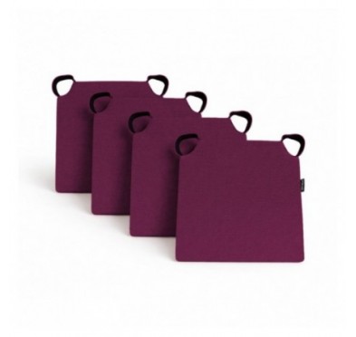 Set de 4 galettes de chaise avec bandes velcro | 41x35x40 cm | Couleur violet