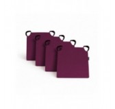 Set de 4 galettes de chaise avec bandes velcro | 41x35x40 cm | Couleur violet