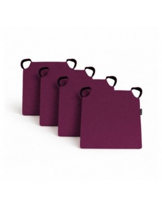 Set de 4 galettes de chaise avec bandes velcro | 41x35x40 cm | Couleur violet