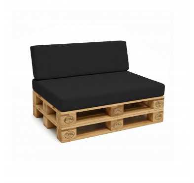 Set de 2 Coussins pour Palettes 120x80 + 120x40 Noir