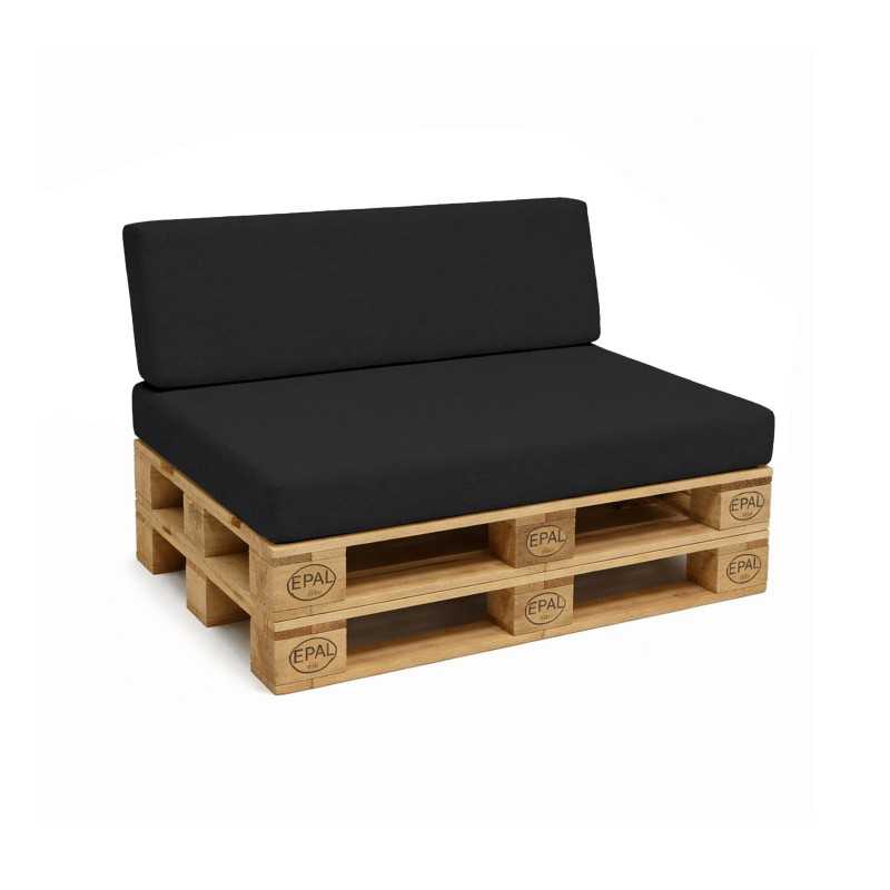 Set de 2 Coussins pour Palettes 120x80 + 120x40 Noir