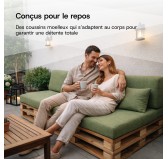 Set de 2 Coussins pour Palettes 120x80 + 120x40 Noir