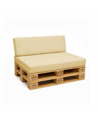 Set de 2 Coussins pour Palettes Imperméable 120x80 + 120x40 Beige
