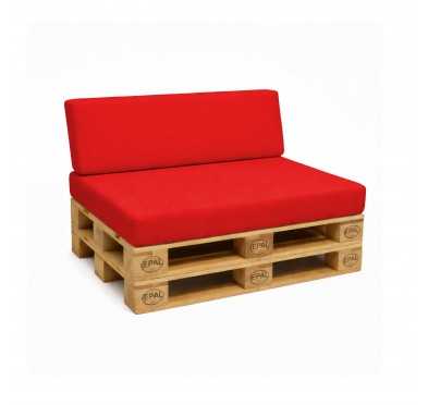 Set de 2 Coussins pour Palettes Imperméable 120x80 + 120x40 Rouge