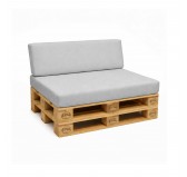 Set de 2 Coussins pour Palettes Imperméable 120x80 + 120x40 Gris