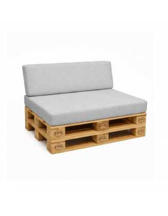 Set de 2 Coussins pour Palettes Imperméable 120x80 + 120x40 Gris
