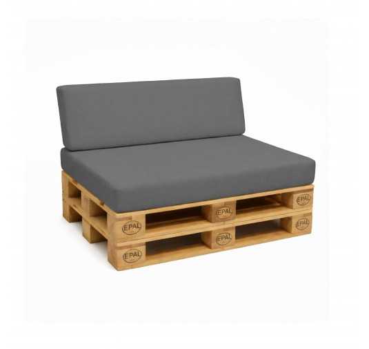 Set de 2 Coussins pour Palettes Imperméable 120x80 + 120x40 Anthracite