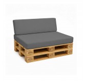 Set de 2 Coussins pour Palettes Imperméable 120x80 + 120x40 Anthracite