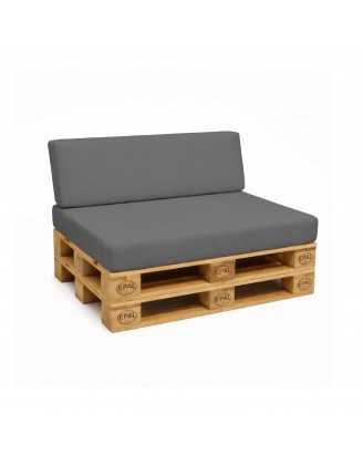 Set de 2 Coussins pour Palettes Imperméable 120x80 + 120x40 Anthracite