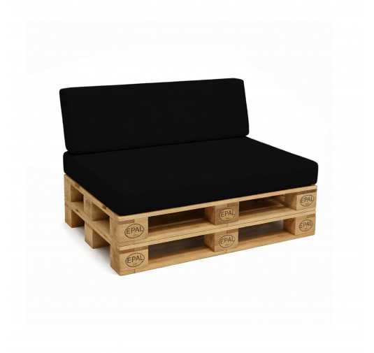 Set de 2 Coussins pour Palettes Imperméable 120x80 + 120x40 Noir