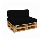 Set de 2 Coussins pour Palettes Imperméable 120x80 + 120x40 Noir