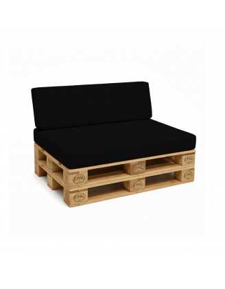 Set de 2 Coussins pour Palettes Imperméable 120x80 + 120x40 Noir