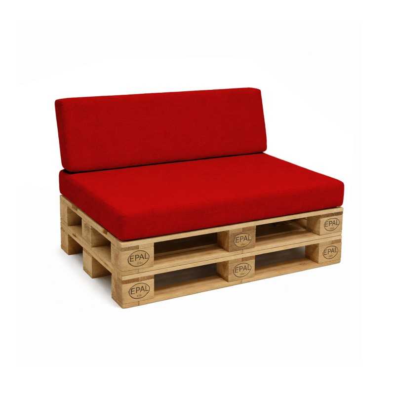 Set de 2 Coussins pour Palette 120x80 + 120x40, Rouge