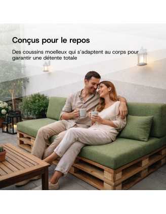 Set de 6 Coussins pour Palettes 120x80 + 120x40 Bleu