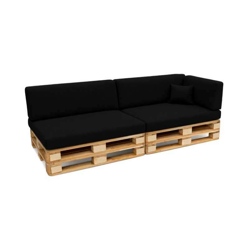 Set de 6 Coussins pour Palettes 120x80 + 120x40 Noir