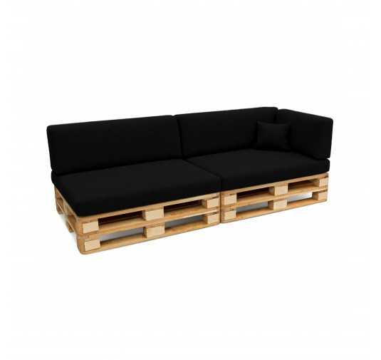 Set de 6 Coussins pour Palettes 120x80 + 120x40 Noir