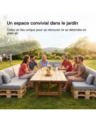 Set de 6 Coussins pour Palettes 120x80 + 120x40 Noir