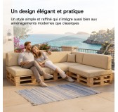 Set de 6 Coussins pour Palettes 120x80 + 120x40 Noir