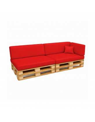 Set de 6 Coussins pour Palettes Imperméable 120x80 + 120x40 Rouge
