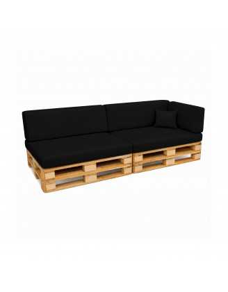 Set de 6 Coussins pour Palettes Imperméable 120x80 + 120x40 Noir