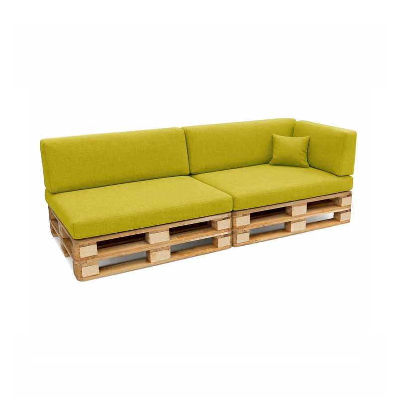 Set de 6 Coussins pour Palette, 2x 120x80 + 2x 120x40 + 60x40 + 40x40, Vert Lime