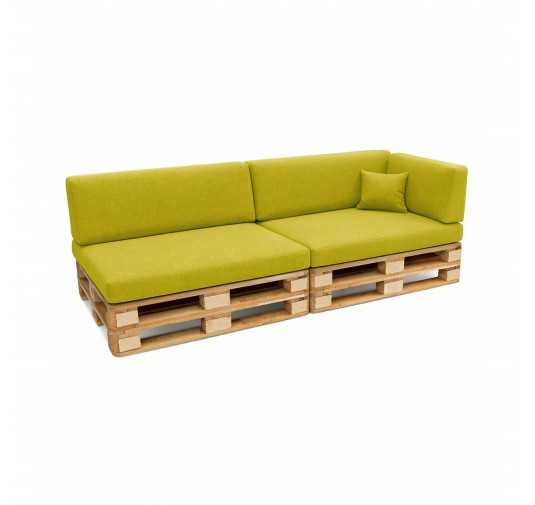 Set de 6 Coussins pour Palette, 2x 120x80 + 2x 120x40 + 60x40 + 40x40, Vert Lime